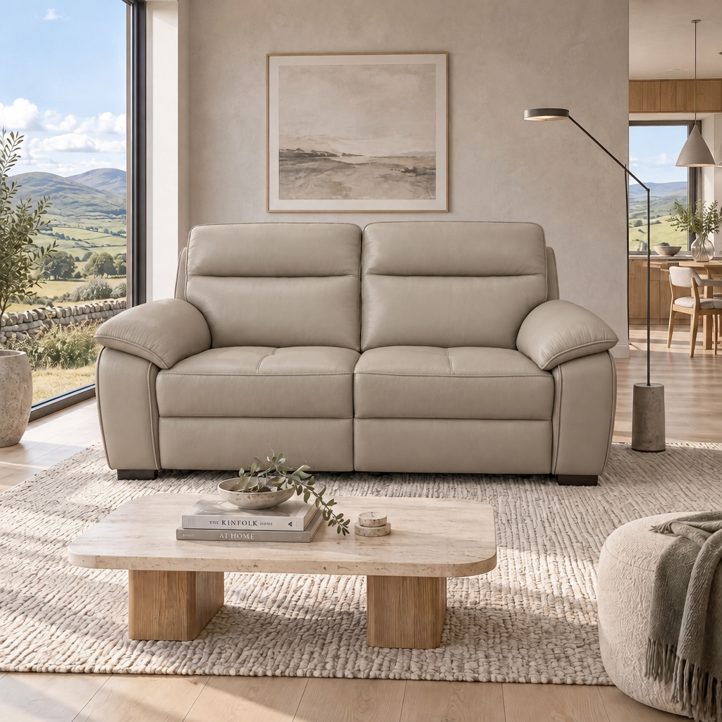 Nicoletti Vivaldi 3 Seater Recliner Sofa    - 3 Seater Double Power Recliner CB Torello - Power Recliner with USB-C — Torello PS Fango 352, gallery image 2