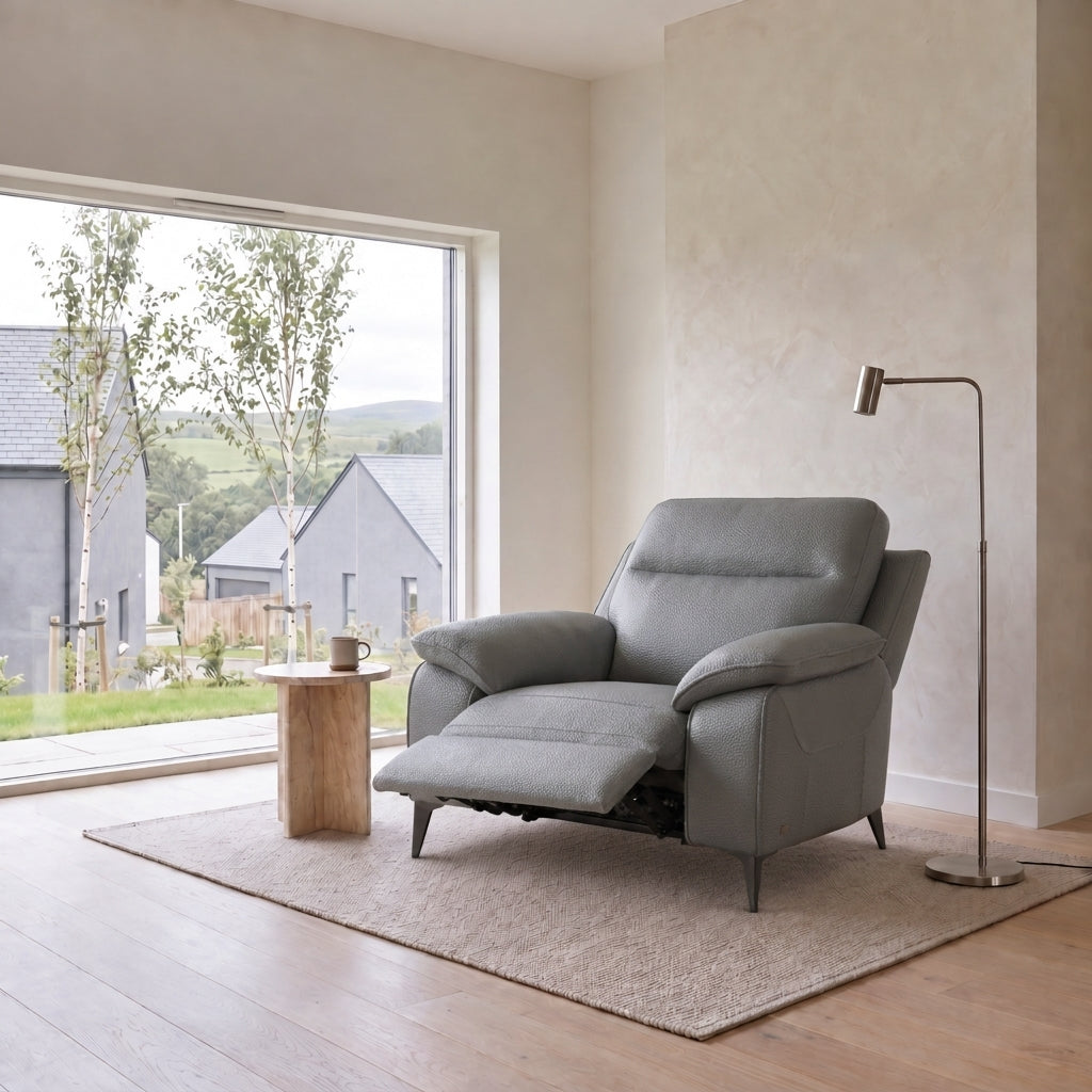 Nicoletti Vivaldi Recliner Armchair On Legs  - Power Recliner Chair on Legs CB Torello - Power Recliner with USB-C — Torello PS Grigio Scuro 327, gallery image 1