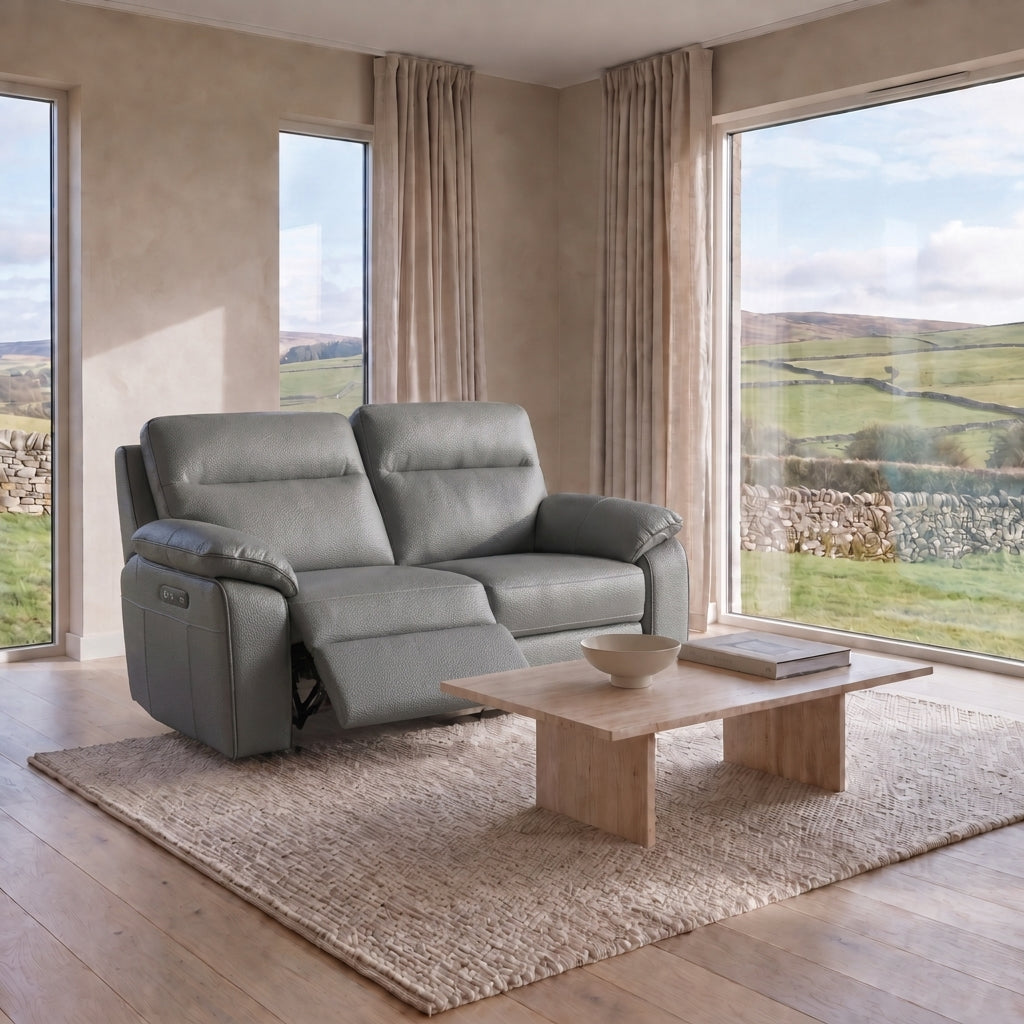 Nicoletti Vivaldi 2 Seater Recliner Sofa - 2 Seater Double Power Recliner CB Torello - Power Recliner with USB-C — Torello PS Grigio Scuro 327, gallery image 1