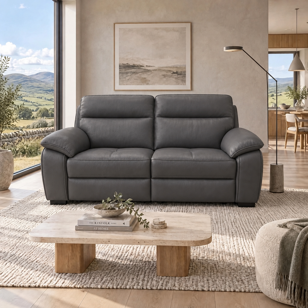 Nicoletti Vivaldi 3 Seater Recliner Sofa    - 3 Seater Double Power Recliner CB Torello - Power Recliner with USB-C — Torello PS Grigio Scuro 327, gallery image 2
