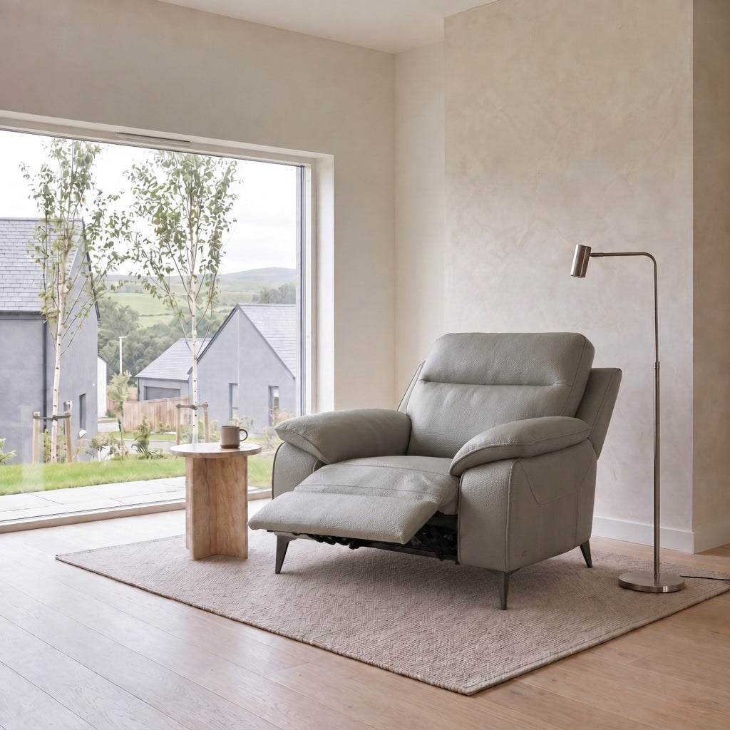 Nicoletti Vivaldi Recliner Armchair On Legs  - Power Recliner Chair on Legs CB Torello - Power Recliner with USB-C — Torello PS Tortora 328, gallery image 1