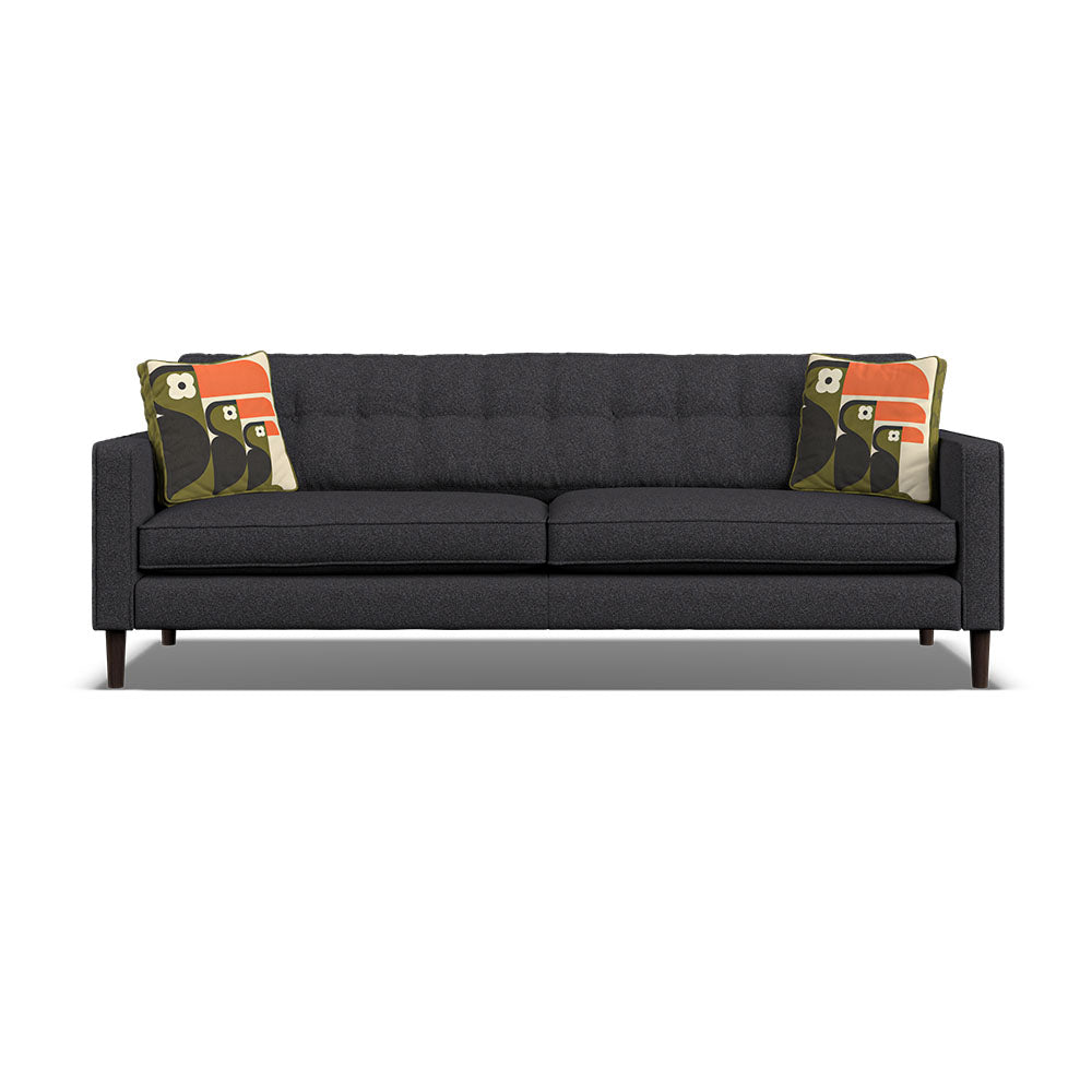 Orla Kiely Ebben Extra Large Sofa - Extra Large Sofa Premium Plain Sterling Home 7 Clara Indigo / Toucan Weathered Oak Feet