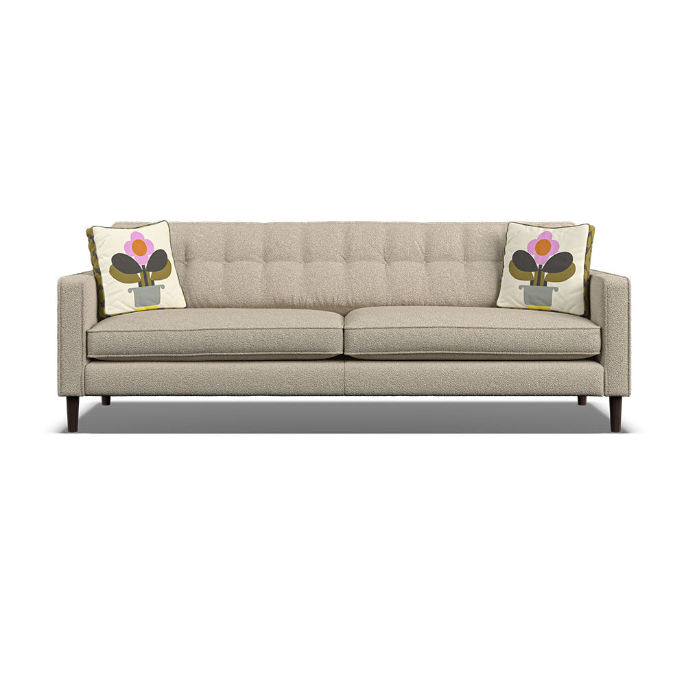 Orla Kiely Ebben Extra Large Sofa - Extra Large Sofa Premium Plain Sterling Home 8 Clara Clay / Deco Flower Weathered Oak Feet
