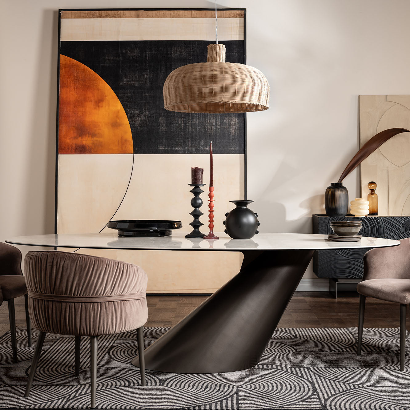 Wynter Dining Table & 4 Chairs Set - 240cm Angled Dining Table + 4 Chase Chairs Sterling Home 2