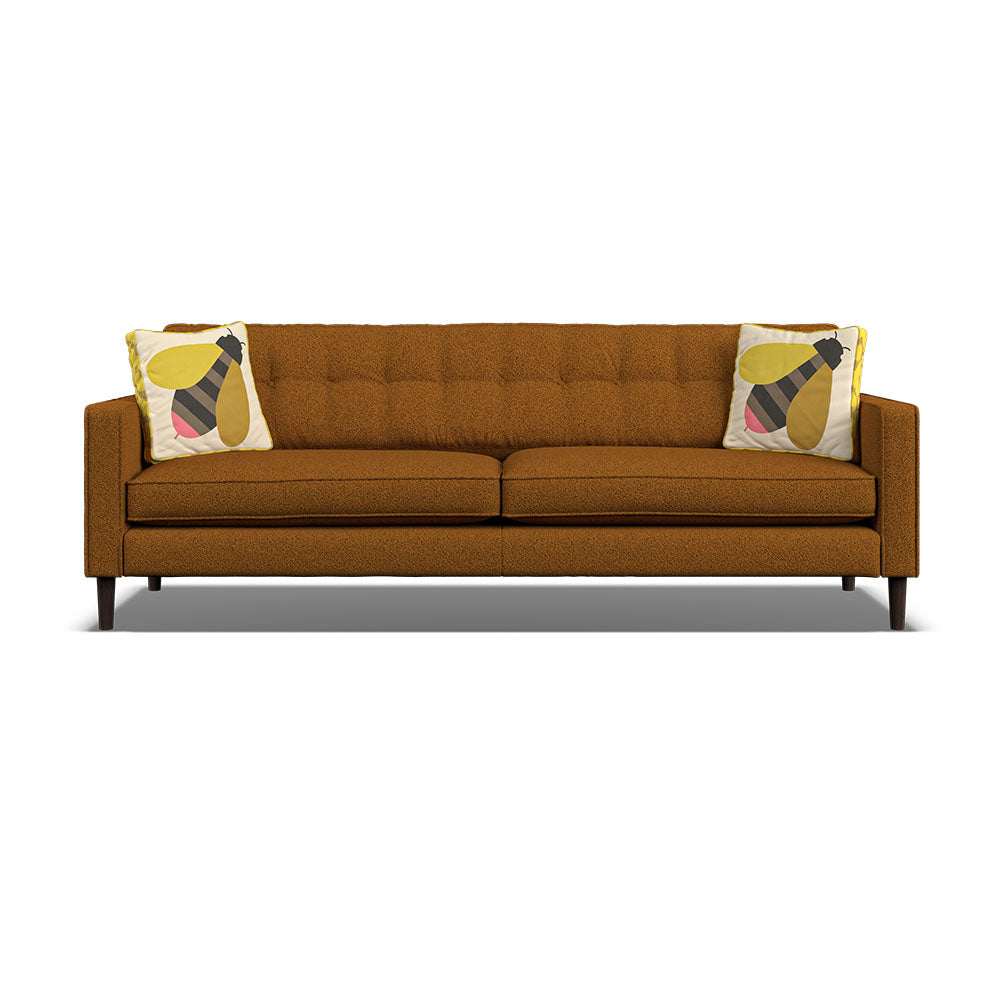 Orla Kiely Ebben Extra Large Sofa - Extra Large Sofa Premium Plain Sterling Home 2 Clarin Caramel / Busy Bee Weathered Oak Feet
