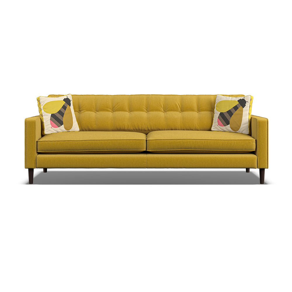 Orla Kiely Ebben Extra Large Sofa - Extra Large Sofa Premium Plain Sterling Home 3 Clara Sunflower / Busy Bee Weathered Oak Feet