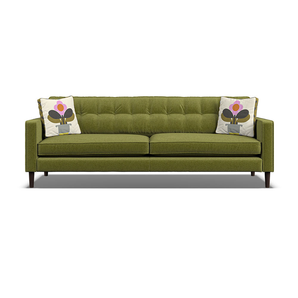 Orla Kiely Ebben Extra Large Sofa - Extra Large Sofa Premium Plain Sterling Home 1 Clara Seagrass / Deco Fllower Weathered Oak Feet