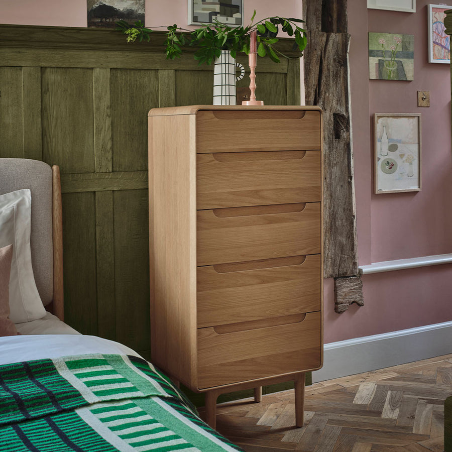 G Plan Winchester 5 Drawer Tall Chest - 5 Drawer Tall Chest With Mirror Light Oak Sterling Home 2