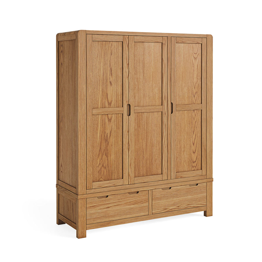 Solvi Triple Wardrobe - Triple Wardrobe Solid Oak / Oak Veneer Sterling Home 1