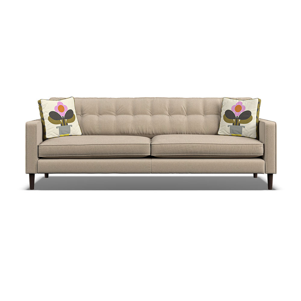 Orla Kiely Ebben Extra Large Sofa - Extra Large Sofa Premium Plain Sterling Home 5 Clara Natural / Deco Flower Weathered Oak Feet