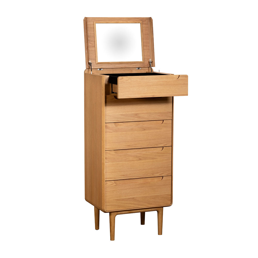 G Plan Winchester 5 Drawer Tall Chest - 5 Drawer Tall Chest With Mirror Light Oak Sterling Home 5