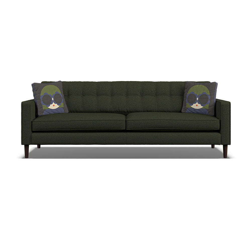 Orla Kiely Ebben Extra Large Sofa - Extra Large Sofa Premium Plain Sterling Home 6 Clara Moss / Lola Weathered Oak Feet