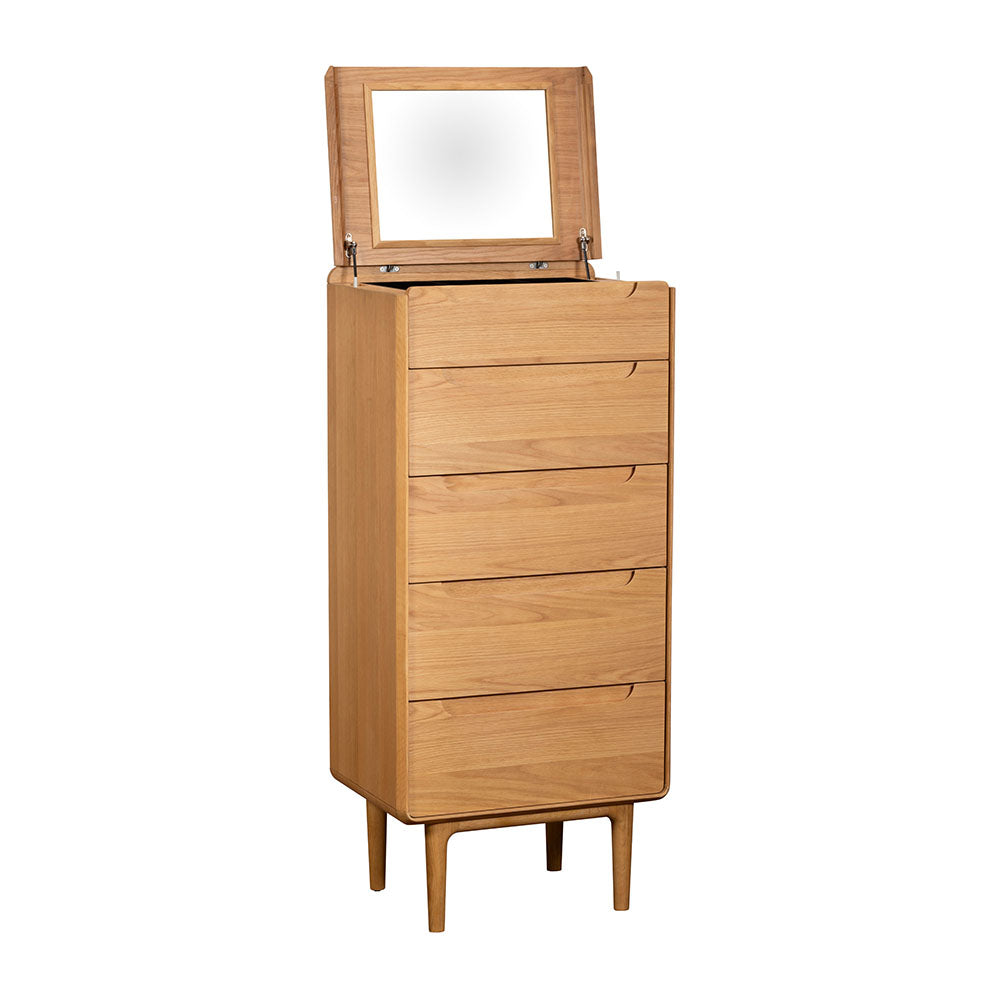 G Plan Winchester 5 Drawer Tall Chest - 5 Drawer Tall Chest With Mirror Light Oak Sterling Home 4