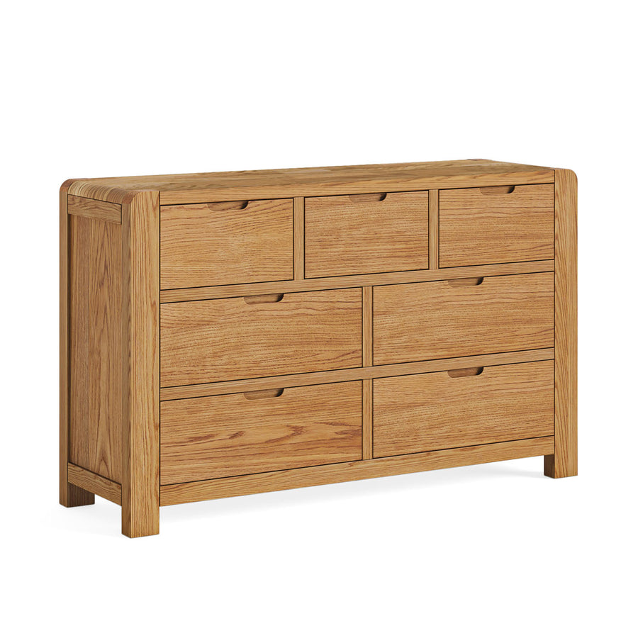 Solvi 3 Over 4 Drawer Chest - 3 Over 4 Drawer Chest Solid Oak / Oak Veneer