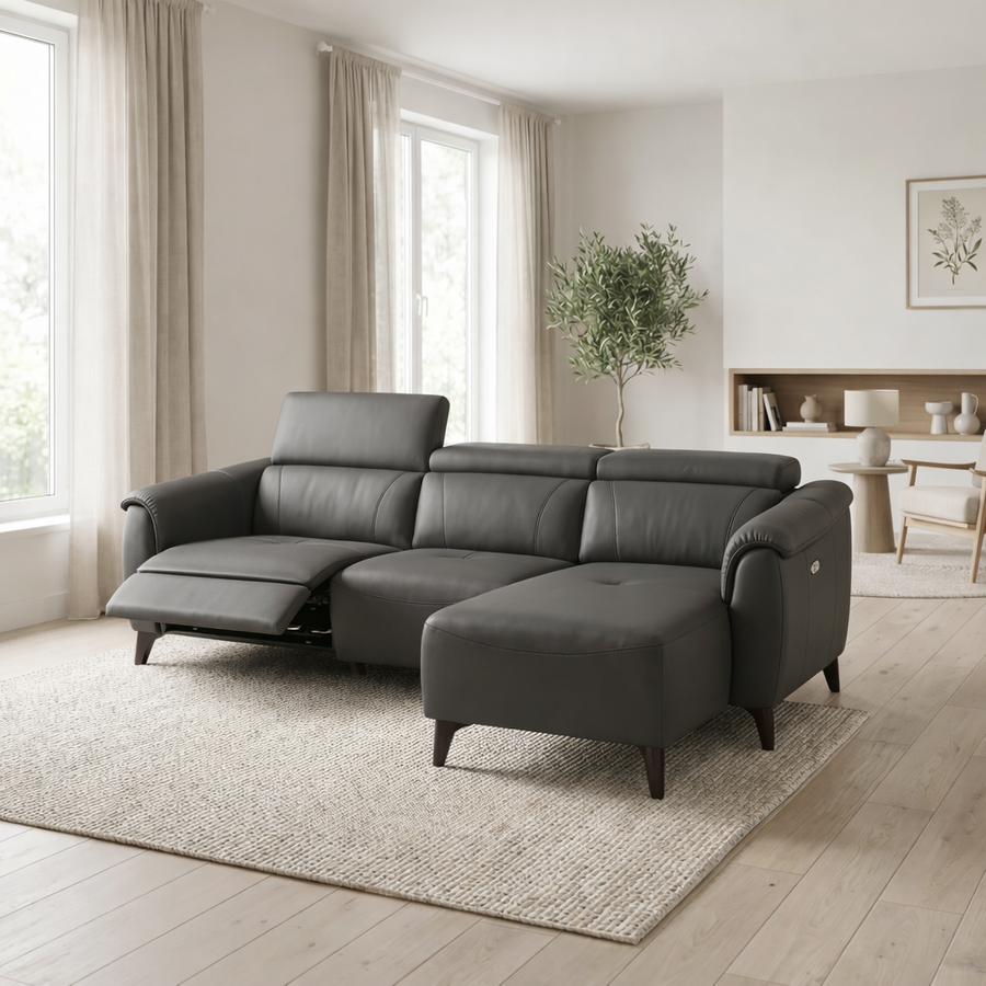 Nicoletti Verdi Chaise Sofa with Power Recliner & Lumbar Support - Chaise Sofa with Power Recl & Lumbar Support CB Torello - Power with Power Lumbar & USB