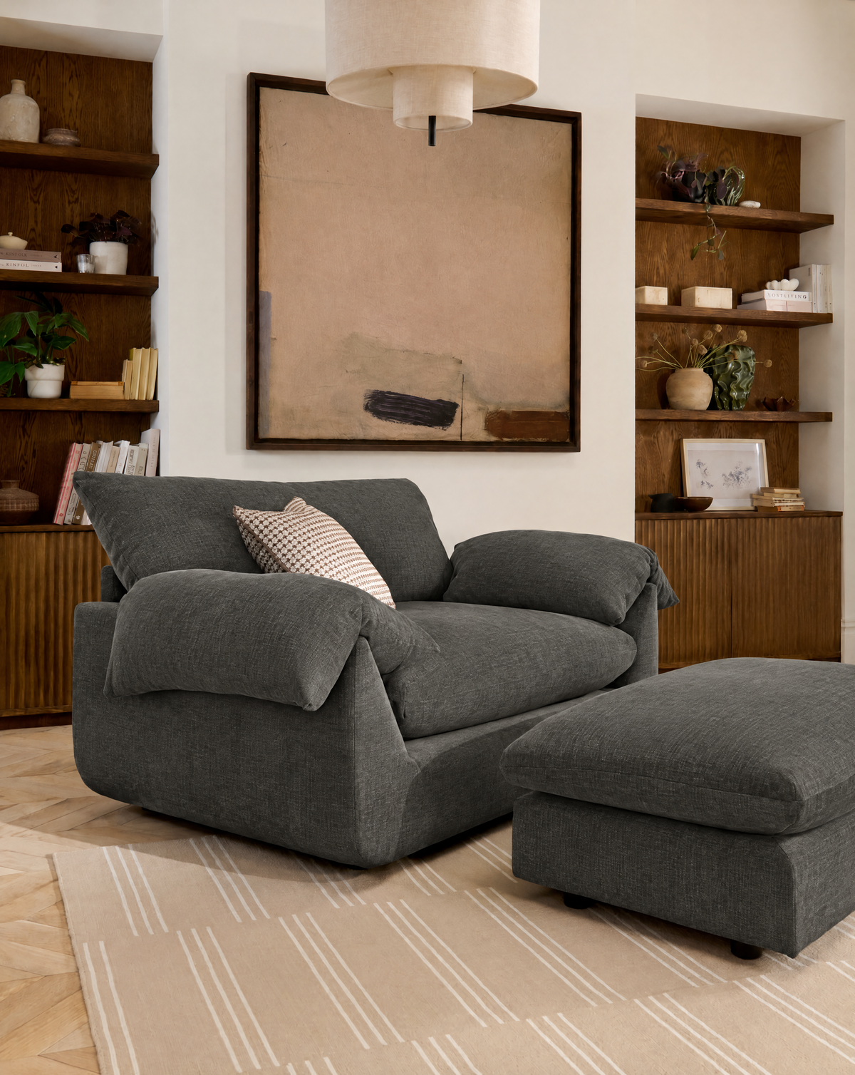 Vogue Williams Bayswater Loveseat  - Cuddler Matt Chenille — Matt Chenille Midnight, gallery image 1