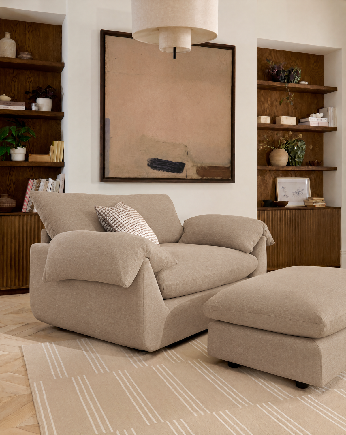 Vogue Williams Bayswater Loveseat  - Cuddler Matt Chenille — Matt Chenille Stone, gallery image 1