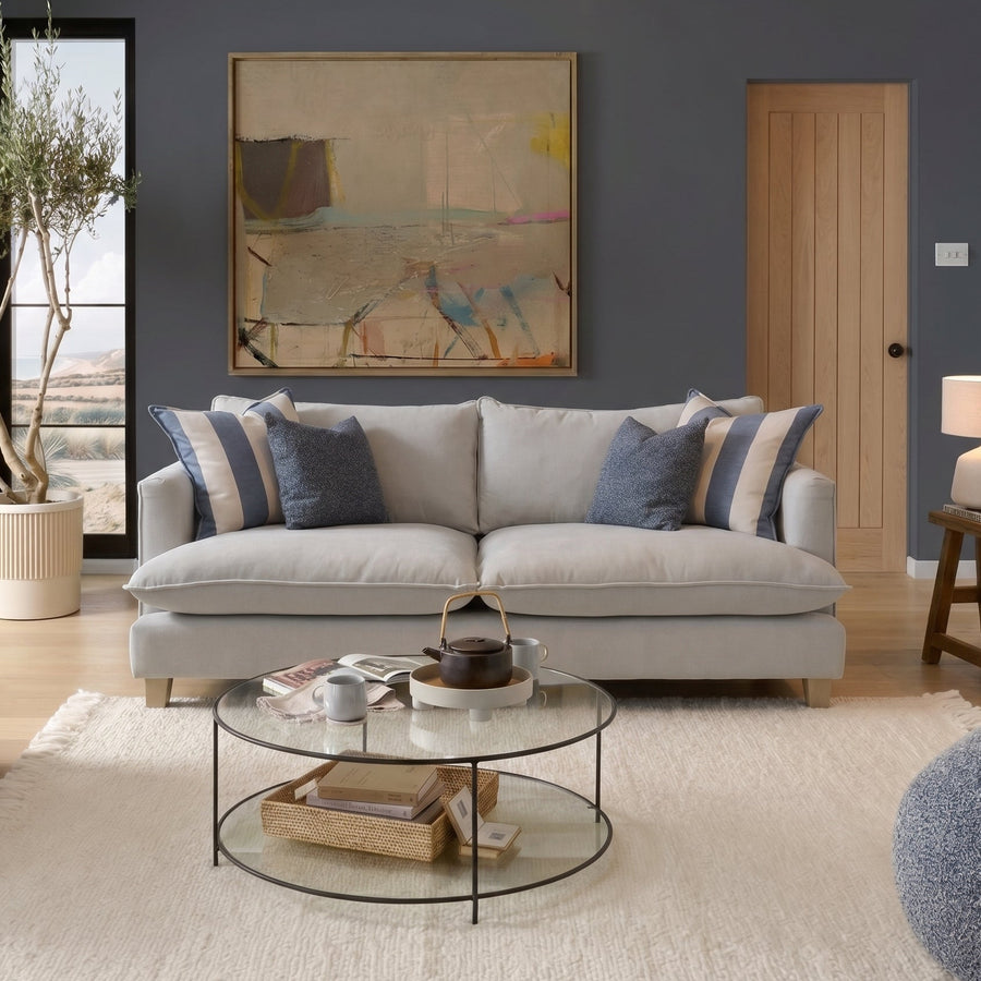Vogue Williams Howth Large Sofa - Large Sofa Linen Look 3 Seater Sofas Sterling Home 2