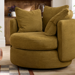 Vogue Williams Piccadilly Large Swivel Chair - Large Swivel Chair Matt Chenille — Matt Chenille Old Gold, gallery image 1