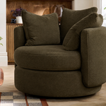 Vogue Williams Piccadilly Large Swivel Chair - Large Swivel Chair Matt Chenille — Matt Chenille Olive, gallery image 1