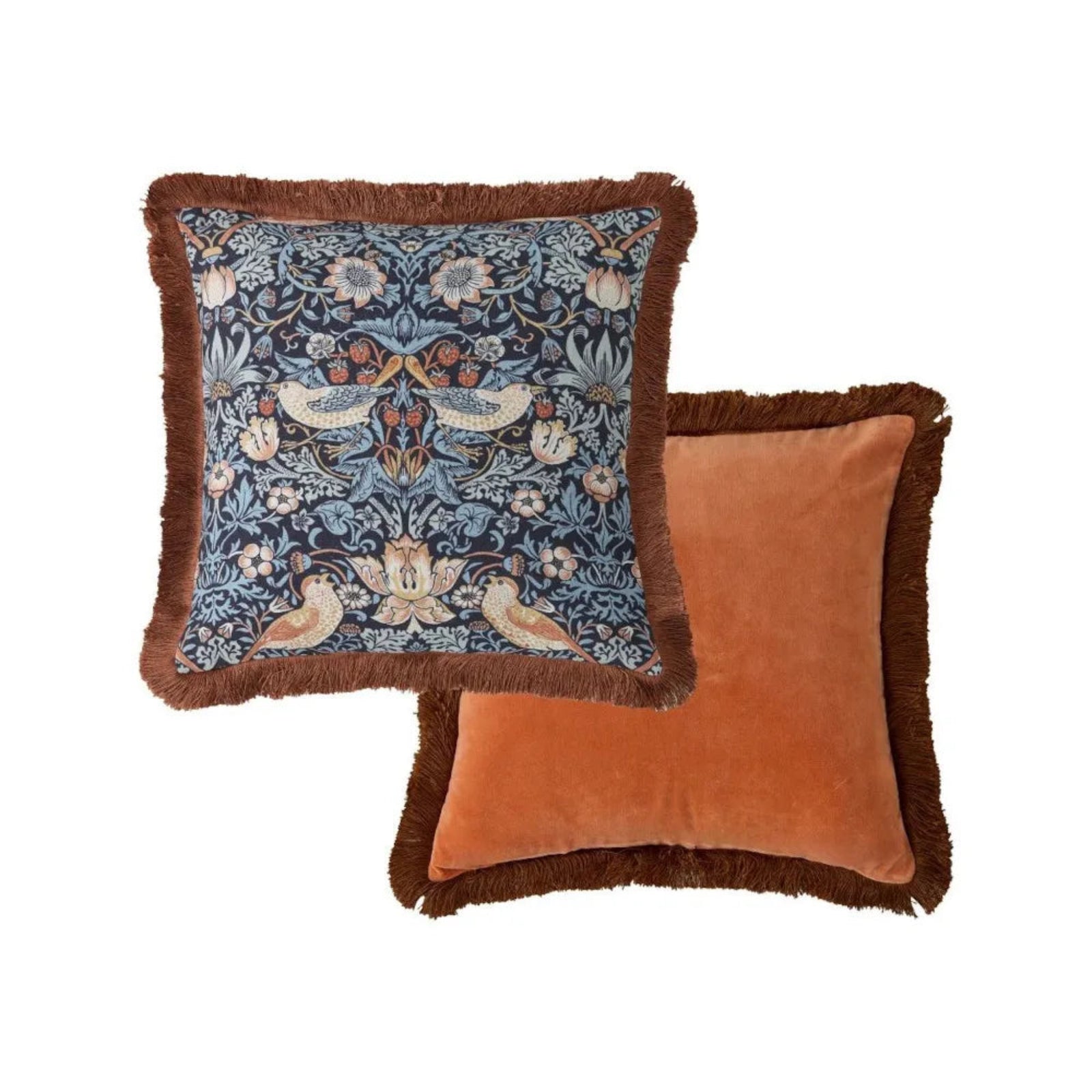 William Morris At Home Strawberry Thief Blue Square Cushion - Strawberry Thief Blue 50X50CM Cushion Sterling Home 2