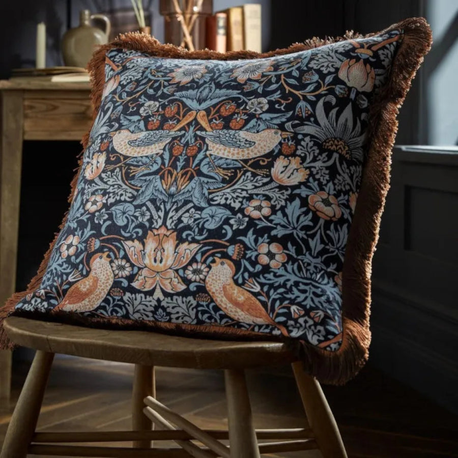 Strawberry Thief Blue 50X50Cm Cushion - Strawberry Thief Blue 50X50Cm Cushion Sterling Home 1