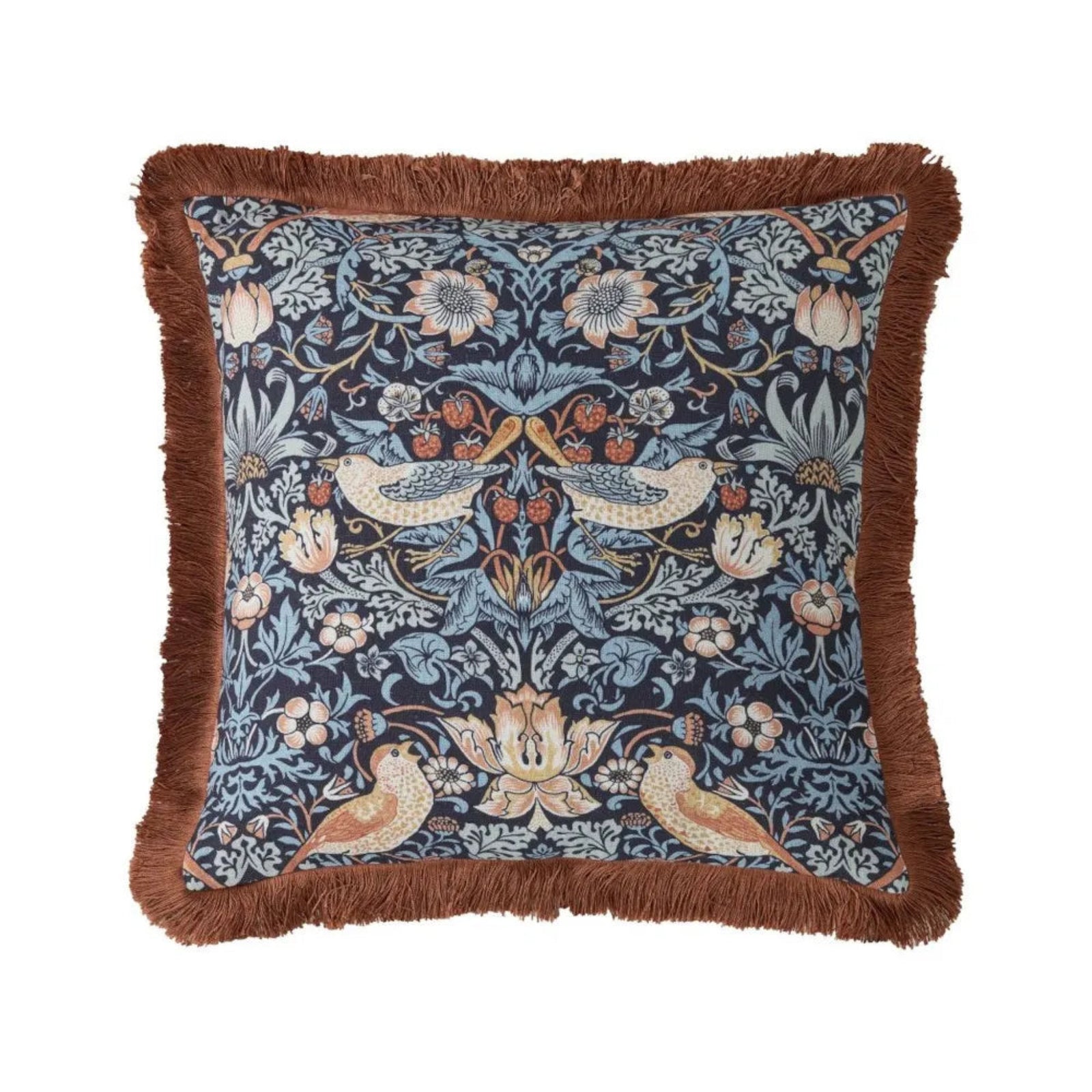 William Morris At Home Strawberry Thief Blue Square Cushion - Strawberry Thief Blue 50X50CM Cushion Sterling Home 3