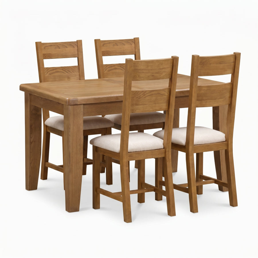 Willowmere Medium Extending Dining Table & 4 Slat Back Dining Chairs Set Sterling Home 1