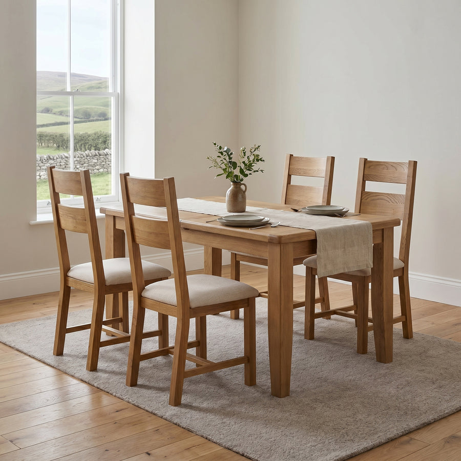 Willowmere Medium Extending Dining Table & 4 Slat Back Dining Chairs Set Sterling Home 2