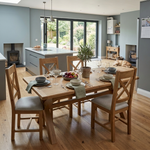 Willowmere Large Extending Dining Table + 4 X Back Dining Chairs Set