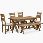 Willowmere Cross Leg Extending Dining Table, Bench & 4 Chairs Set Tables Sterling Home 1