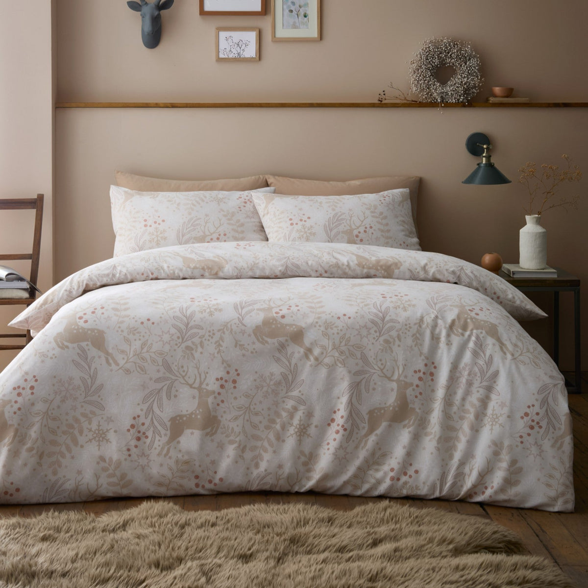 Winter Stag Natural Duvet Set - Winter Stag Natural Duvet Set Double Sterling Home 1