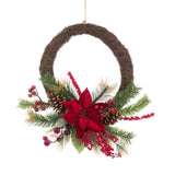 Poinsettia Berry Pine Wreath