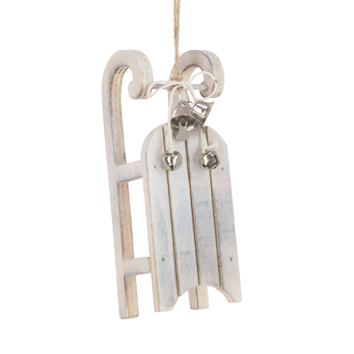 Wooden Sleigh With Bells - Wooden Sleigh With Bells 13CM Sterling Home 1