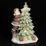 Battery Operated Resin Santa With Tree