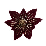 Burgundy Velvet Glitter Poinsettia Clip