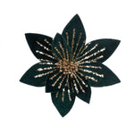 Green Velvet Glitter Poinsettia Clip - Green Velvet Glitter Poinsettia Clip Sterling Home 1