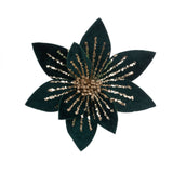Green Velvet Glitter Poinsettia Clip