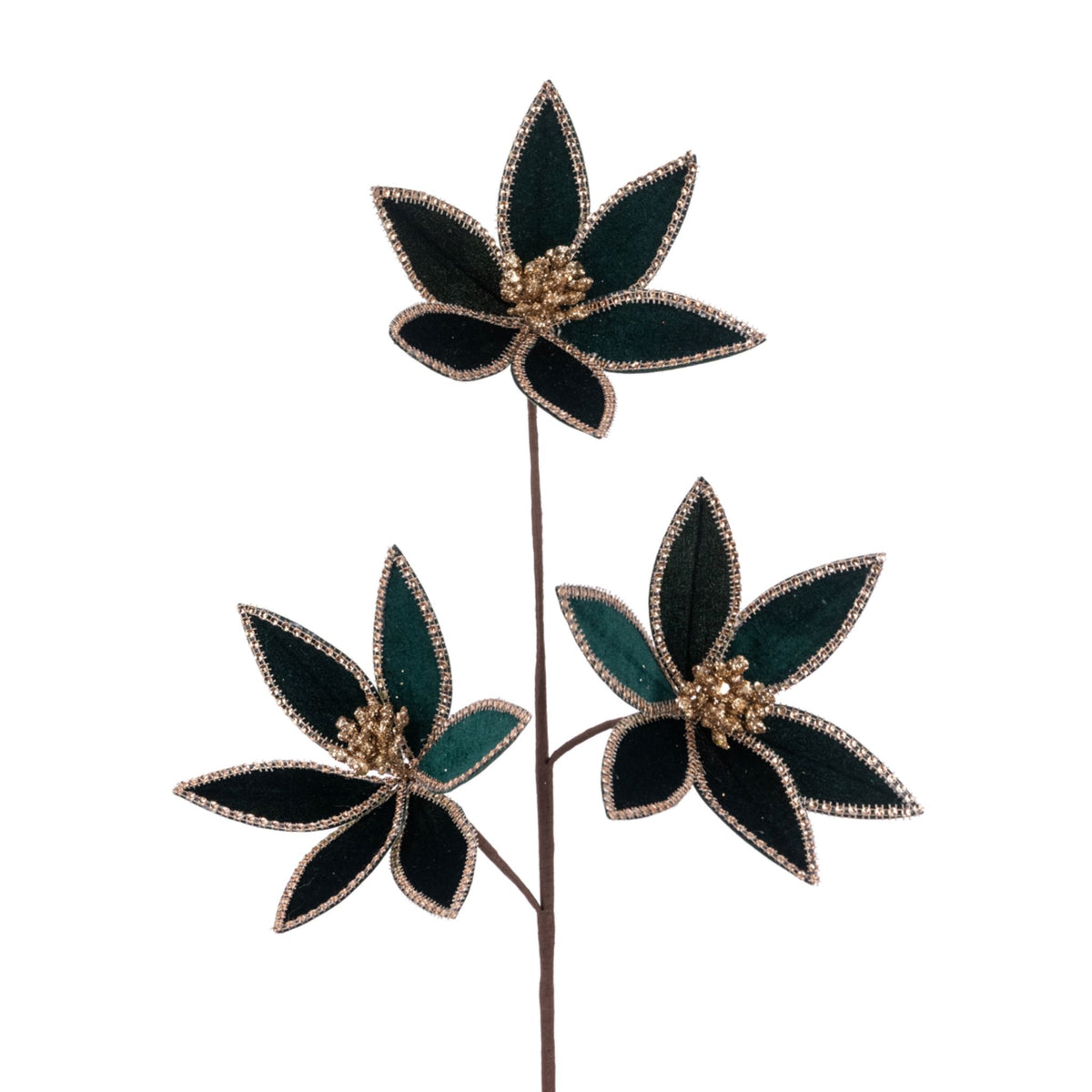 Green Velvet Poinsettia Spray 65CM - Green Velvet Poinsettia Spray 65CM Sterling Home 1