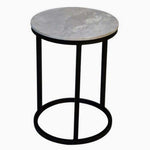 Yale Round Side Table - Round End Table Ruibei Grey Ceramic Top/Black Powder Coated Metal Legs Sterling Home 1