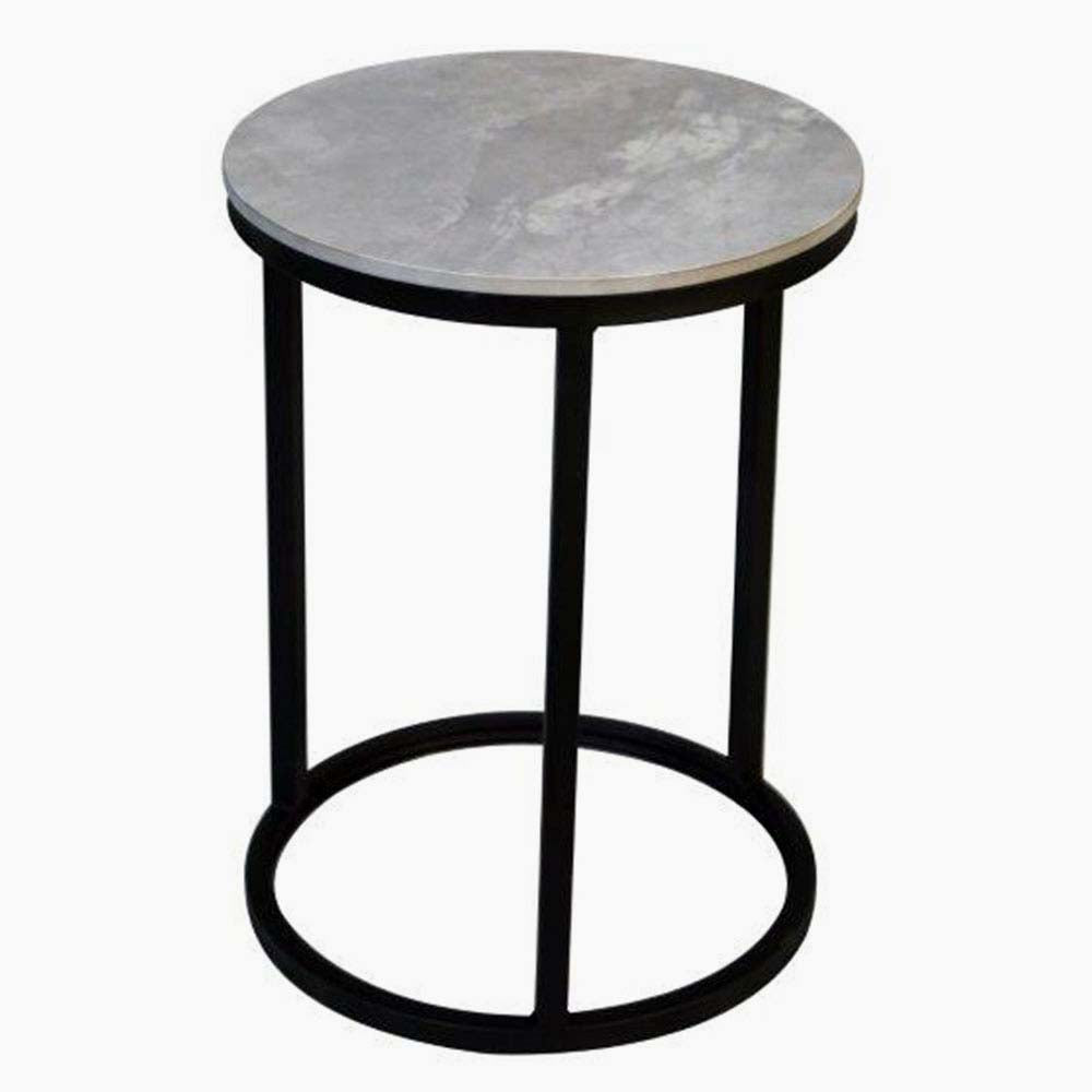 Yale Round Side Table - Round End Table Latte Tones (Buwen) Matt Ceramic / Warm Brown Metal Frame Sterling Home 1