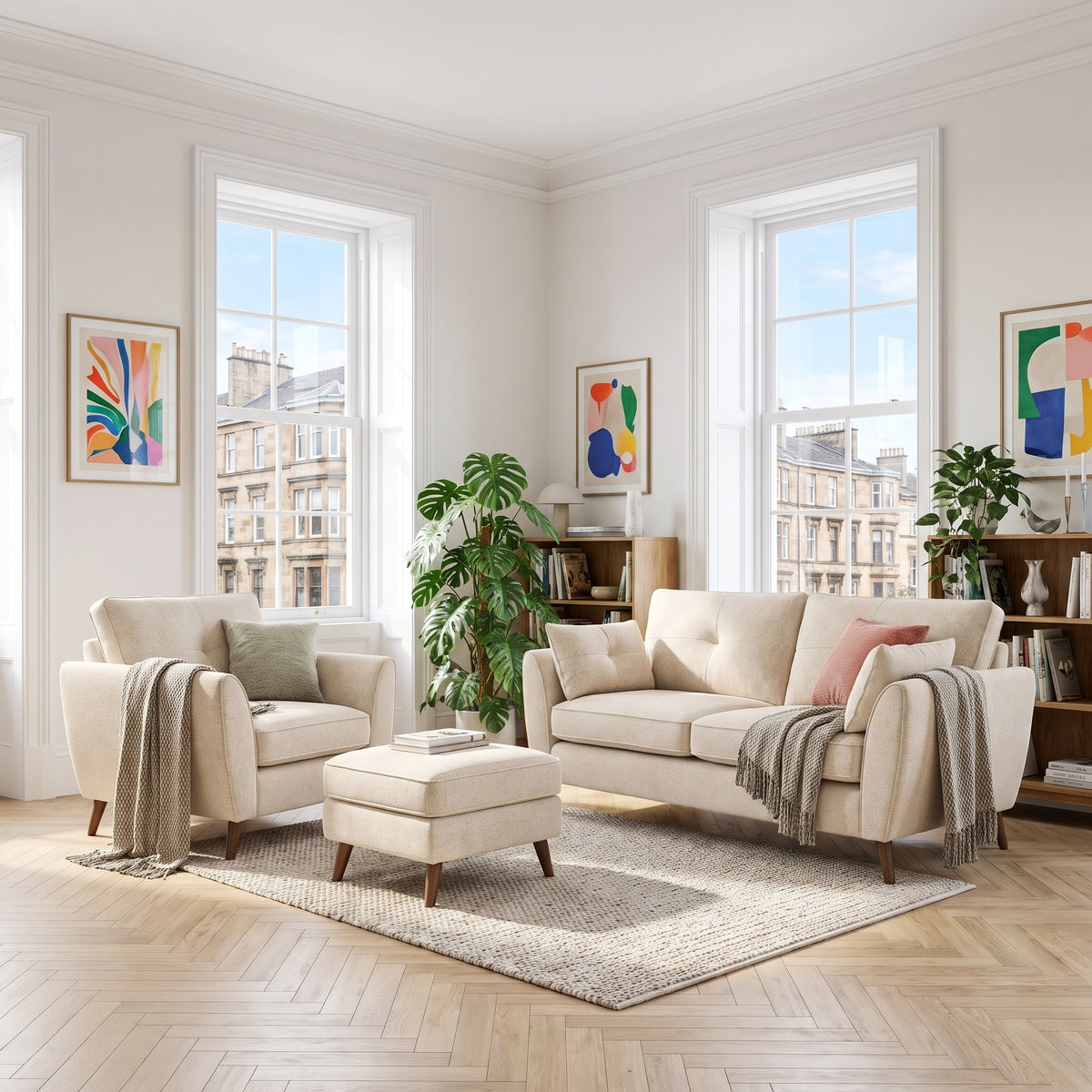 Zara 2 Seater Sofa - 2 Seater Sofa — Kensington Cream / Light Feet, gallery image 1
