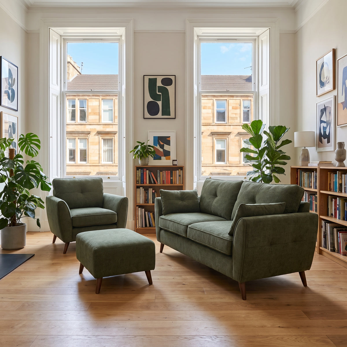 Zara 2 Seater Sofa - 2 Seater Sofa — Kensington Moss / Light Feet, gallery image 1