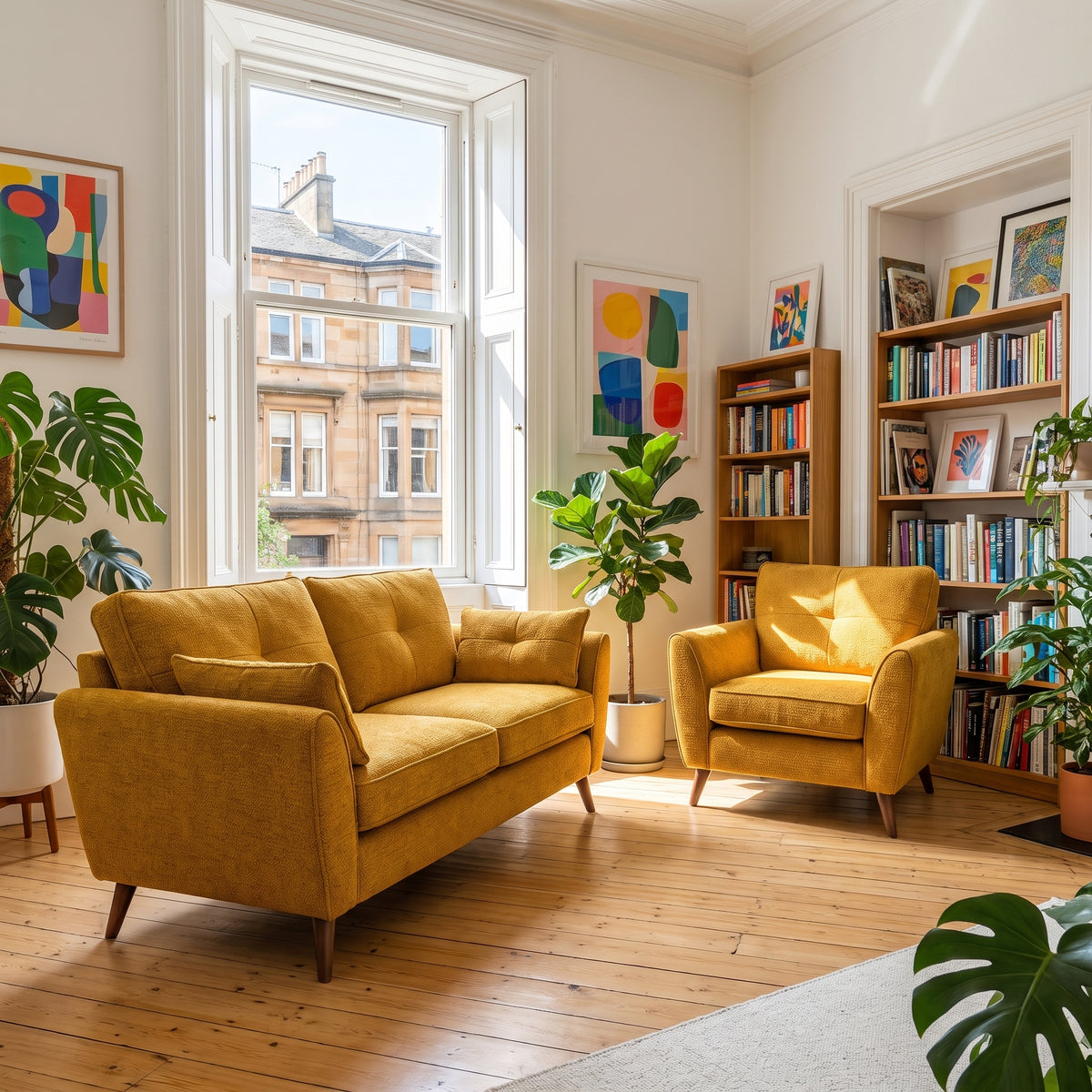 Zara 2 Seater Sofa - 2 Seater Sofa — Kensington Mustard / Light Feet, gallery image 1