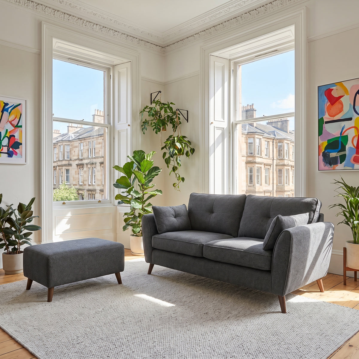Zara 2 Seater Sofa - 2 Seater Sofa — Kensington Graphite / Light Feet, gallery image 1