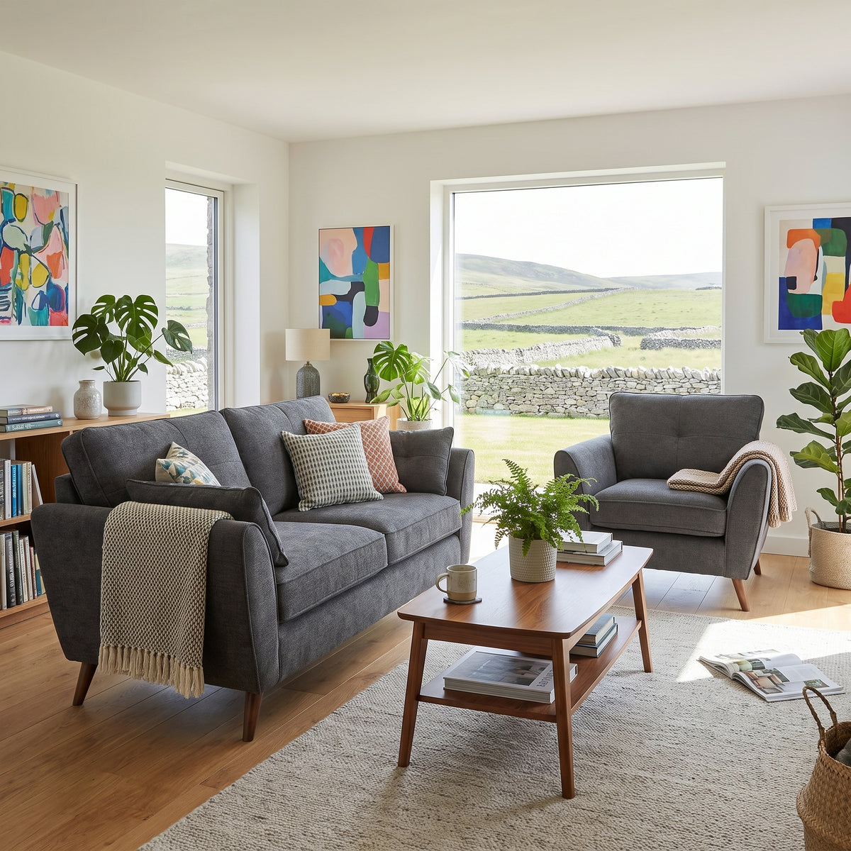 Zara 3 Seater Sofa - 3 Seater Sofa — Kensington Graphite / Light Feet, gallery image 1