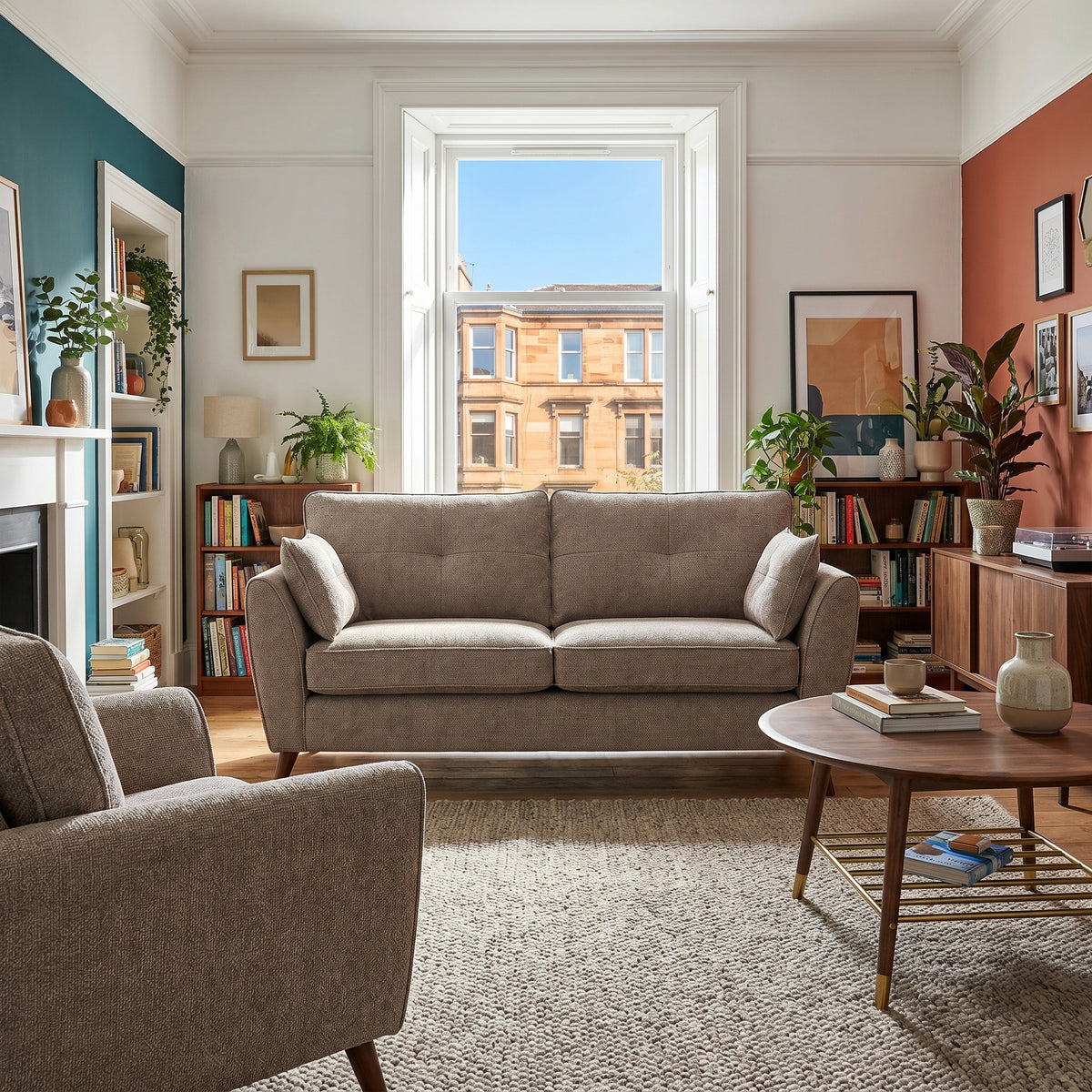 Zara 3 Seater Sofa - 3 Seater Sofa — Kensington Mink / Light Feet, gallery image 1