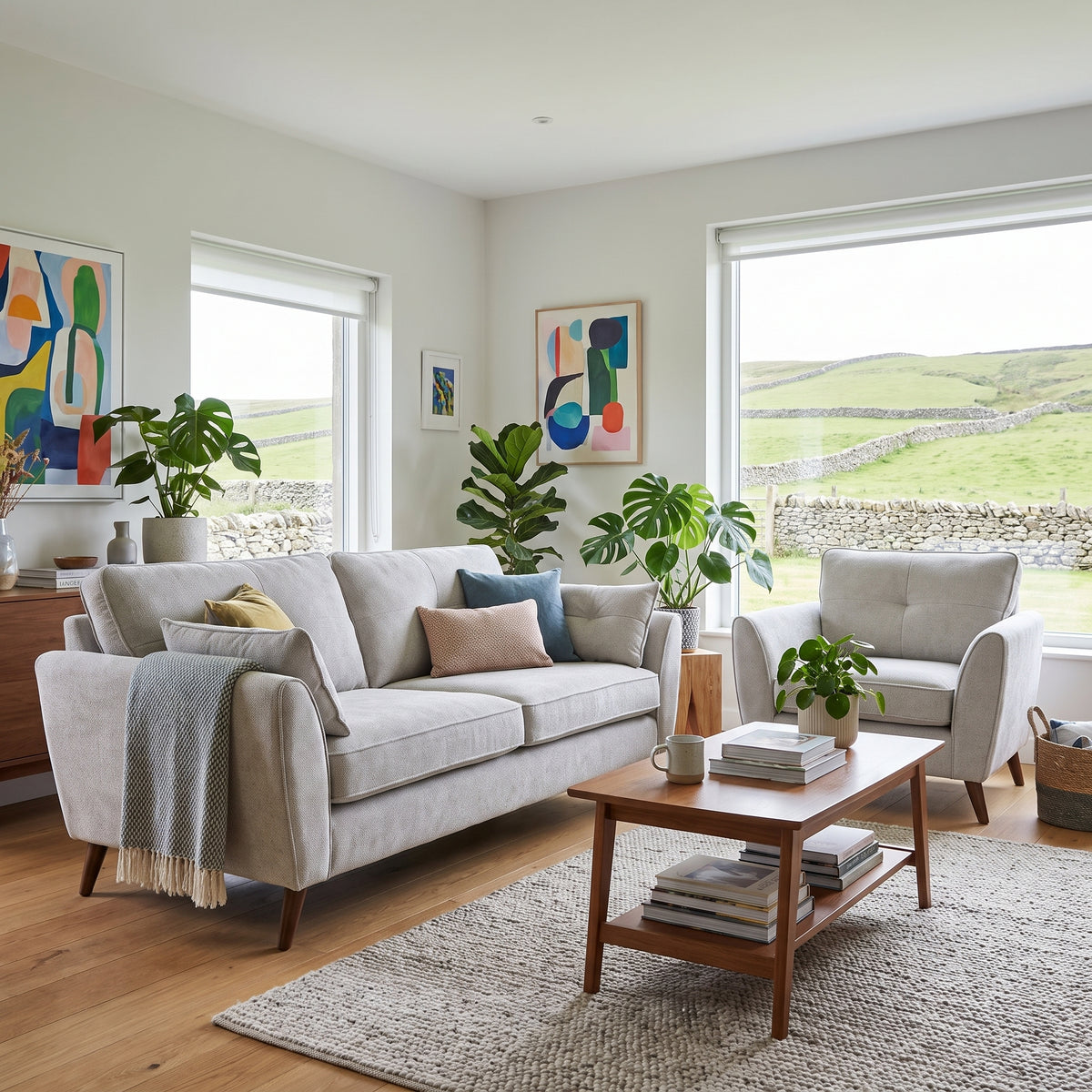 Zara 3 Seater Sofa - 3 Seater Sofa — Kensington Silver / Light Feet, gallery image 1