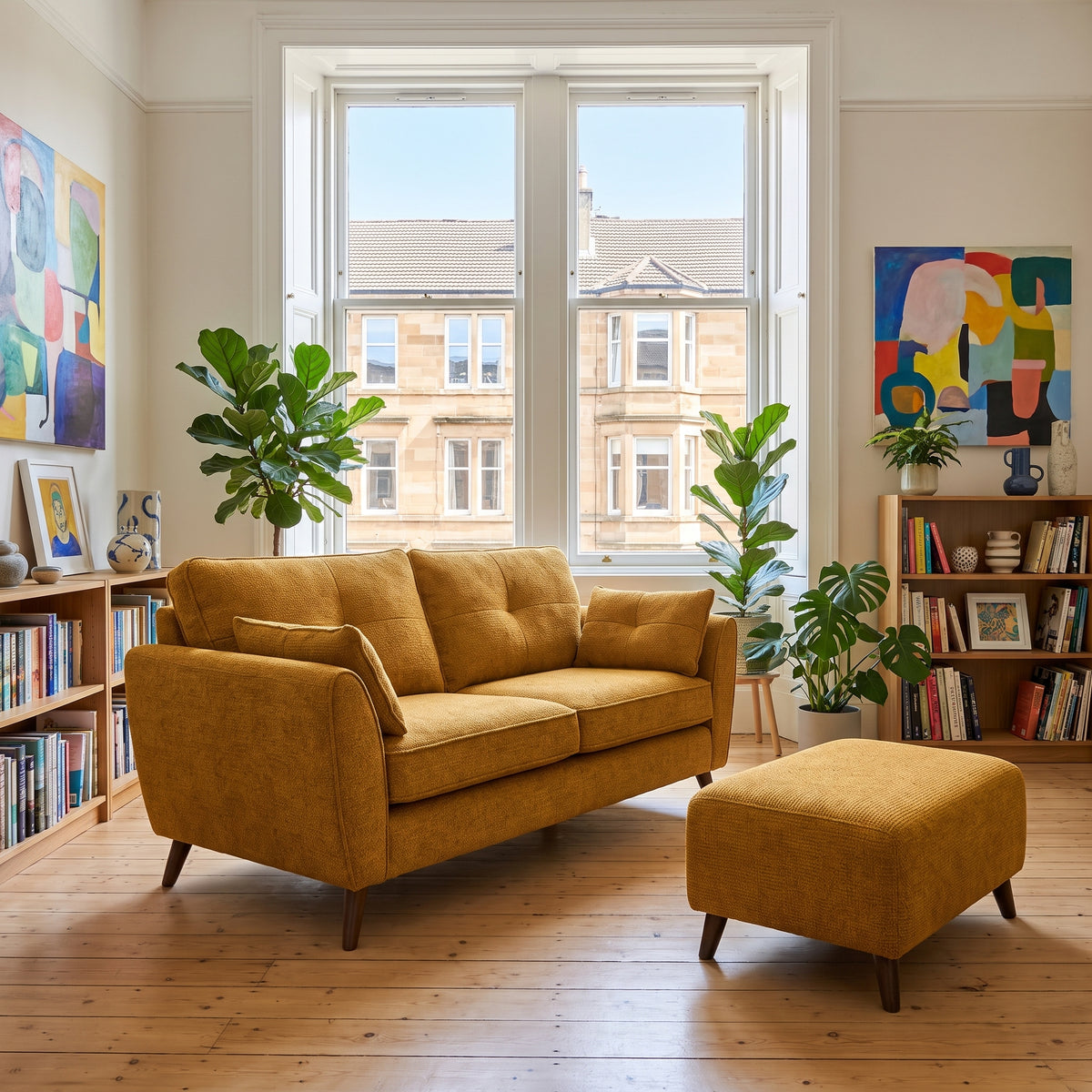 Zara 4 Seater Sofa - 4 Seater Sofa — Kensington Mustard / Light Feet, gallery image 1