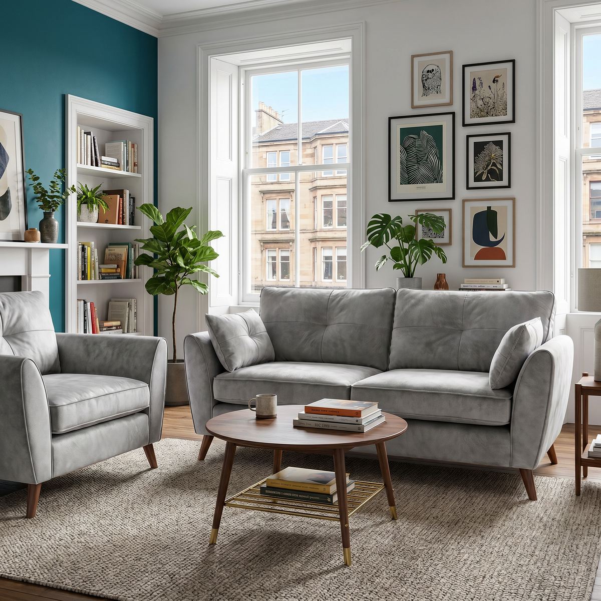 Zara 4 Seater Sofa - 4 Seater Sofa — Plush Silver / Light Feet, gallery image 1